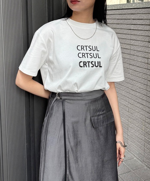 tシャツ 「＆g'aime」リピートロゴプリントTシャツ　Repeat Logo Tee レディース
