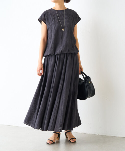 BEARDSLEY ブラウス シャツ シアーチェックフレンチブラウス