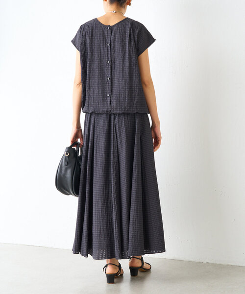 ブラウス シャツ シアーチェックフレンチブラウス レディース BEARDSLEY ブラウス シャツ シアーチェックフレンチブラウス