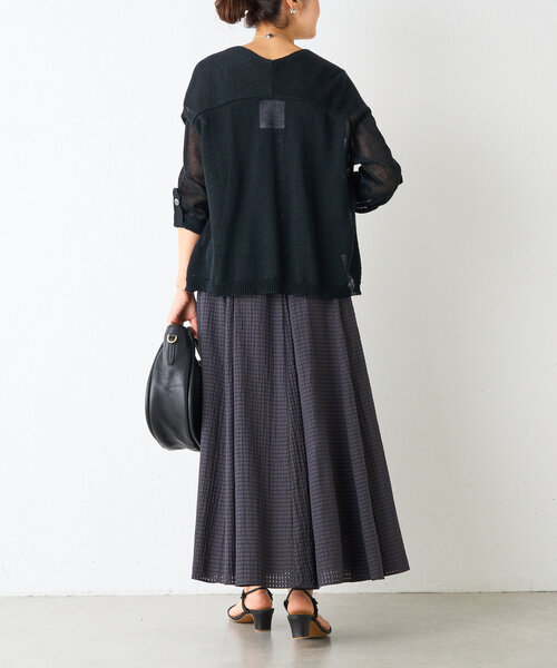 ブラウス シャツ シアーチェックフレンチブラウス レディース BEARDSLEY ブラウス シャツ シアーチェックフレンチブラウス