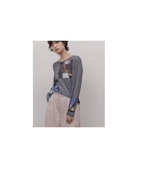 Eimee Law（エイミーロウ） tシャツ コラージュプリント シアー