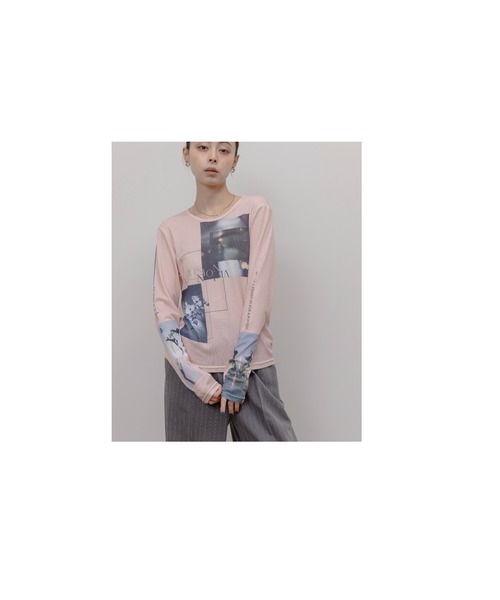 Eimee Law（エイミーロウ） tシャツ コラージュプリント シアー