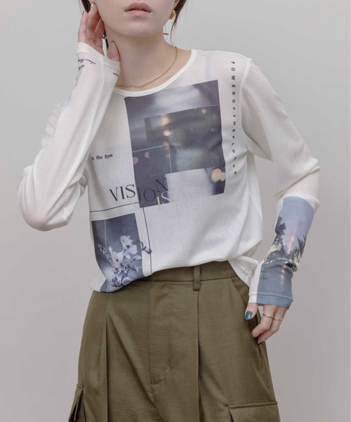 tシャツ アートフォトプリント シアートップス レディース