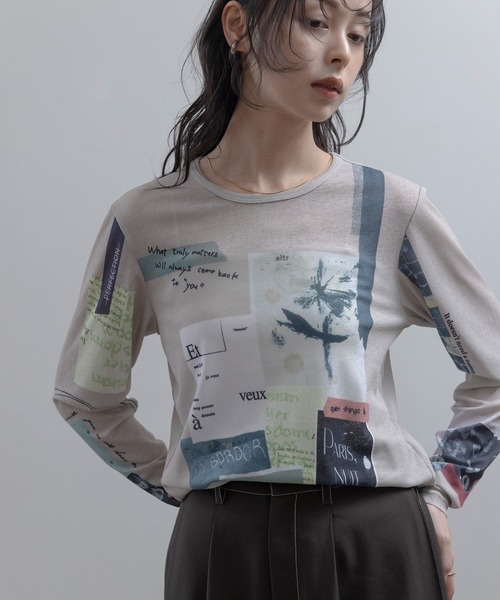 Eimee Law（エイミーロウ） tシャツ コラージュプリント シアー