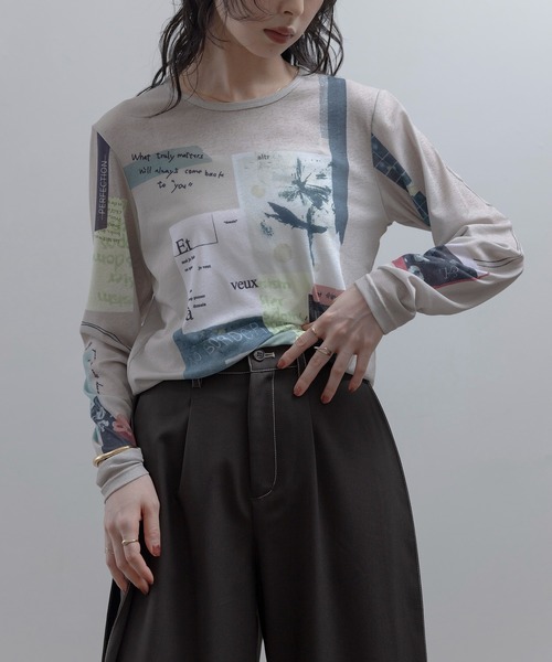 Eimee Law（エイミーロウ） tシャツ コラージュプリント シアー