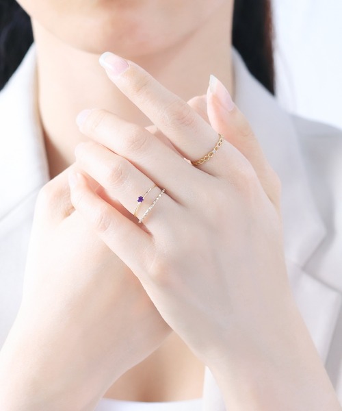 エステール リング アメジスト ダイヤモンド 13号 V字