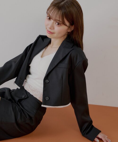 Chico ジャケット テーラードジャケット 裾レイヤードショート丈スーツ