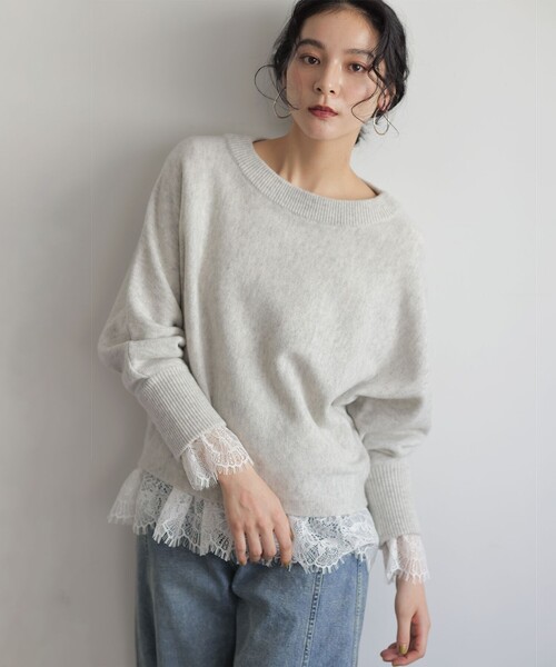 組曲（KUMIKYOKU） tシャツ レースコンビ カットソー レディース