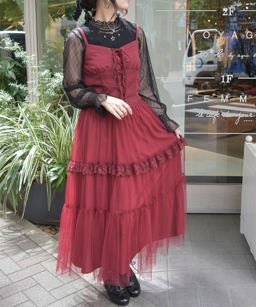 axes femme（アクシーズ ファム） ジャンパースカート コルセット風編