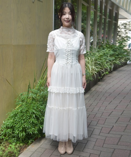 axes femme（アクシーズ ファム） ジャンパースカート コルセット風編