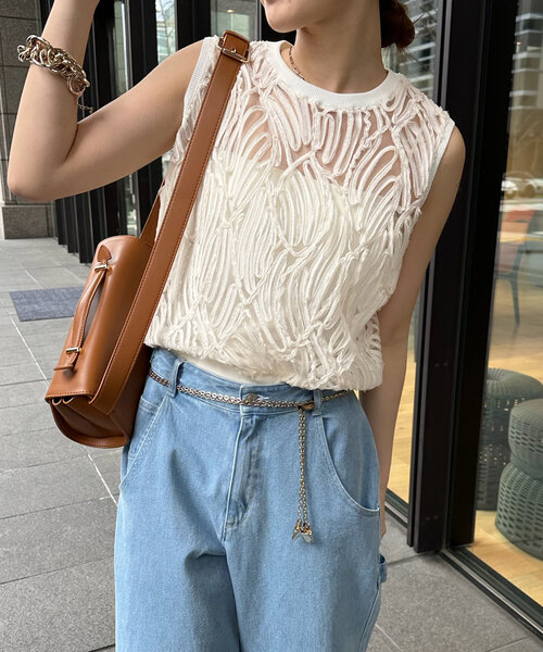 「DouDou」 ノースリーブトップス FREE ブラック レディース_画像7