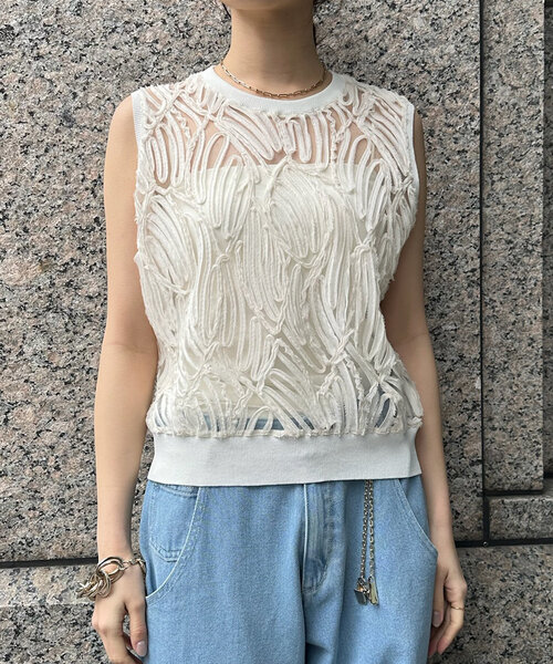 「DouDou」 ノースリーブトップス FREE ブラック レディース_画像9