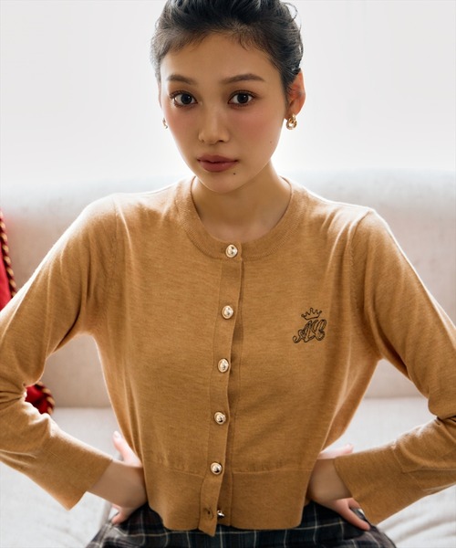 AND COUTURE（アンドクチュール） カーディガン 刺繍クルーネック