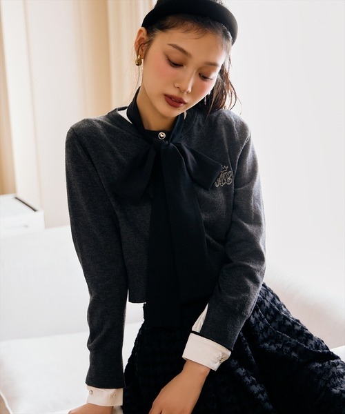 AND COUTURE(アンドクチュール) カーディガン 刺繍クルーネック AND COUTURE(アンドクチュール) カーディガン 刺繍クルーネック