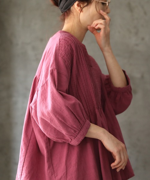 「soulberry」 7分袖ブラウス L パープル レディース_画像8