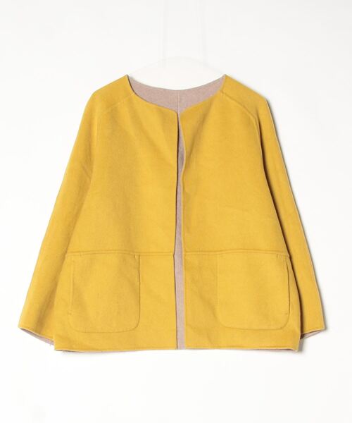 ヒューマンウーマン／日本製 柔らかい◎圧縮ウール 天竺ウールノーカラージャケット human woman（ヒューマンウーマン） ノーカラージャケット MEDIUM