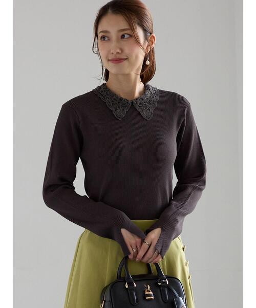 Te chichi（テチチ） ニット セーター ケミカルレースカラーリブニット