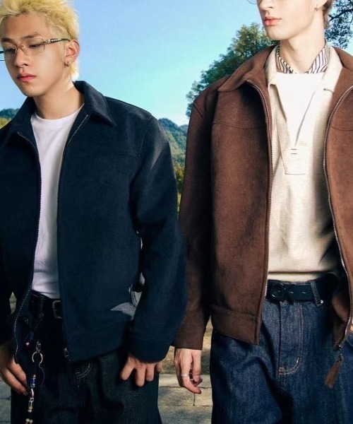 FreeZone ブルゾン アウター スエードタッチショートジャケット メンズ