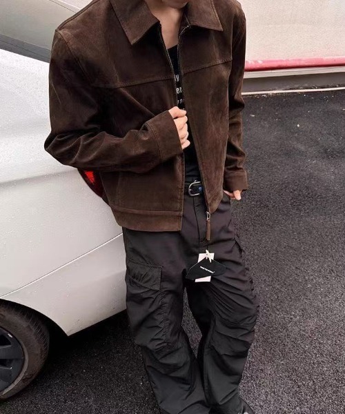 FreeZone ブルゾン アウター スエードタッチショートジャケット メンズ