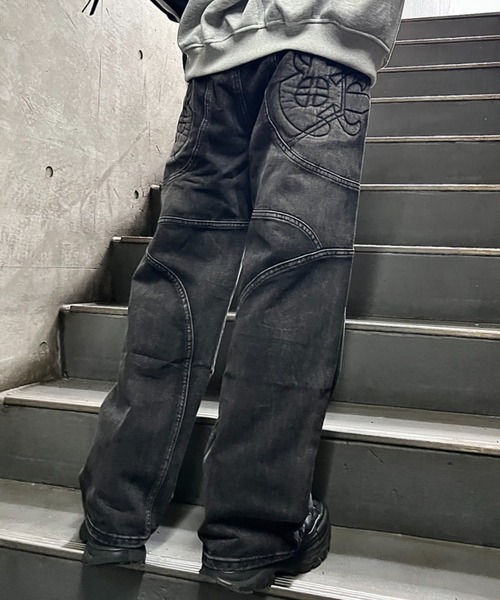 lilful ジーンズ ウォッシュ加工オピウムコアワイドデニムパンツ