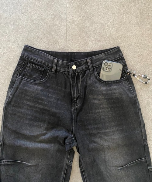 lilful ジーンズ ウォッシュ加工オピウムコアワイドデニムパンツ