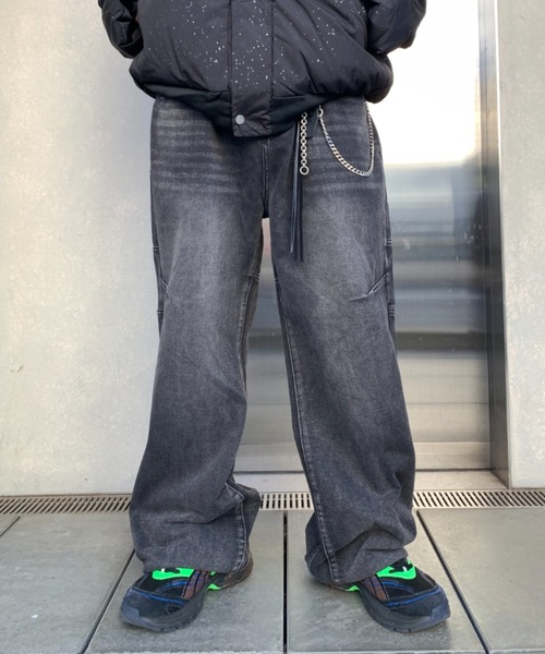 lilful ジーンズ ウォッシュ加工オピウムコアワイドデニムパンツ