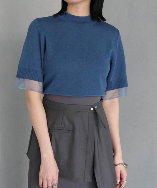 「&g'aime」 半袖ニット FREE ブルー レディース_画像4