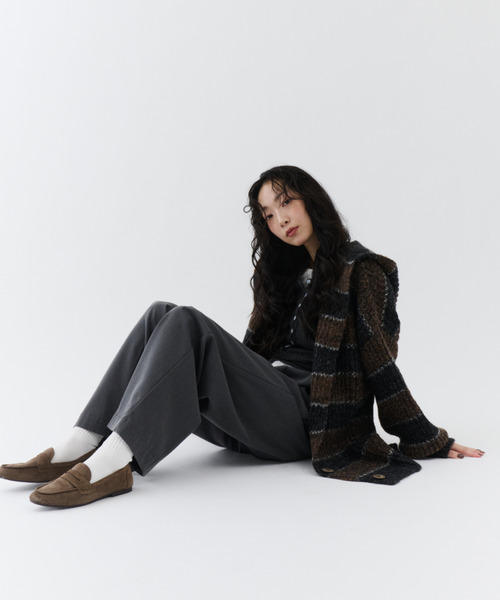 NUJOH モッズコート コート Soft Border Knit Cardigan / ソフト