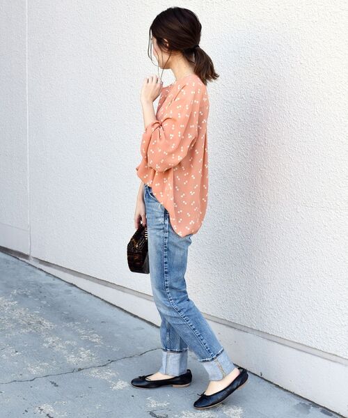「liflattie ships」 長袖ブラウス SMALL ネイビー レディース_画像4
