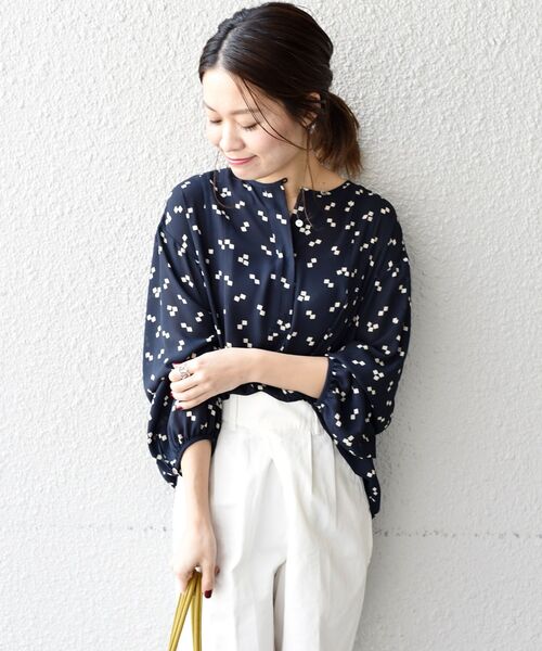 「liflattie ships」 長袖ブラウス SMALL ネイビー レディース_画像9