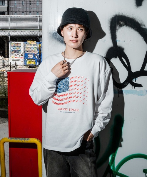 En serio TOKYO tシャツ 「SIDEWAYSTANCE」バンダナ星条旗長袖Tシャツ