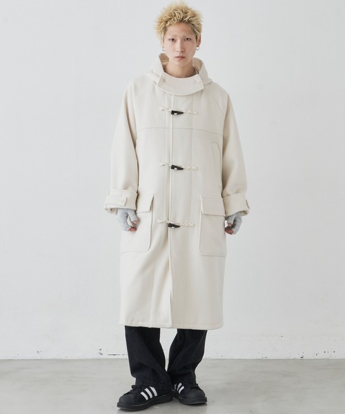 「AIVER」 ダッフルコート LARGE アッシュブラウン メンズ_画像8