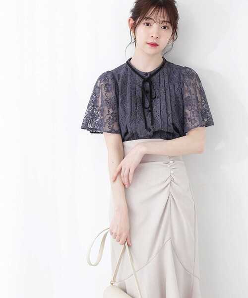 「PROPORTION BODY DRESSING」 半袖ブラウス MEDIUM ダークグレー レディース_画像3