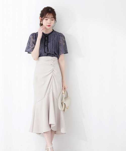 「PROPORTION BODY DRESSING」 半袖ブラウス MEDIUM ダークグレー レディース_画像4