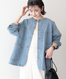 スピックアンドスパン　デニムジャケット　ノーカラー　カバーオール　美品　Gジャン AMERICAN HOLIC（アメリカンホリック） デニムジャケット gジャン ノー