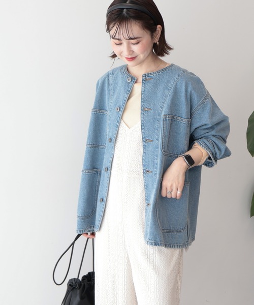 【2024 AW】JORNAL STANDARD ノーカラーデニムカバーオール AMERICAN HOLIC（アメリカンホリック） デニムジャケット gジャン ノー