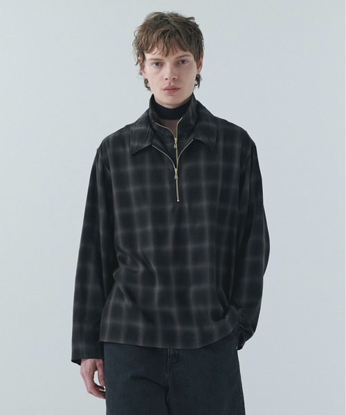CULLNI（クルニ） シャツ Ombre Check Half Zip Layerd Collar