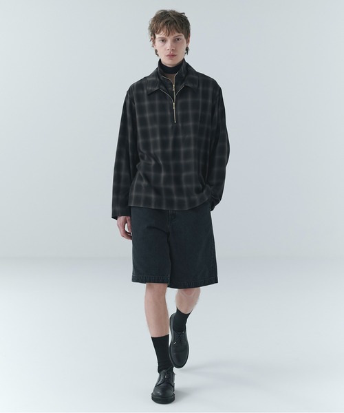 CULLNI（クルニ） シャツ Ombre Check Half Zip Layerd Collar