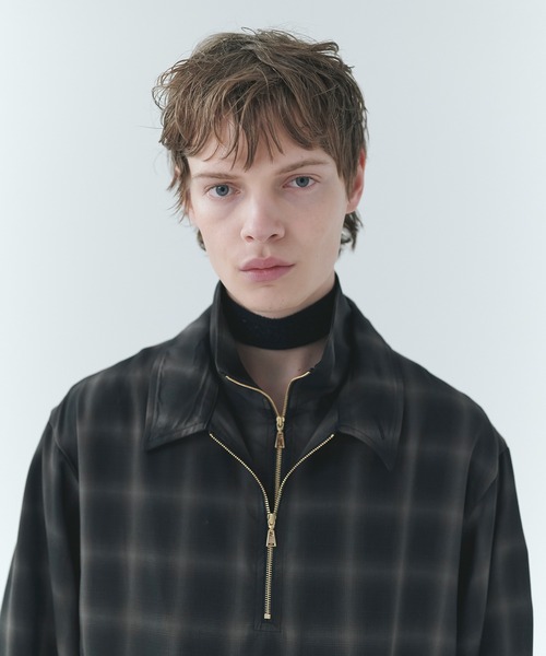 CULLNI（クルニ） シャツ Ombre Check Half Zip Layerd Collar