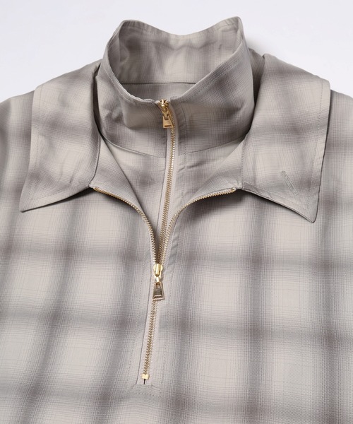 CULLNI（クルニ） シャツ Ombre Check Half Zip Layerd Collar