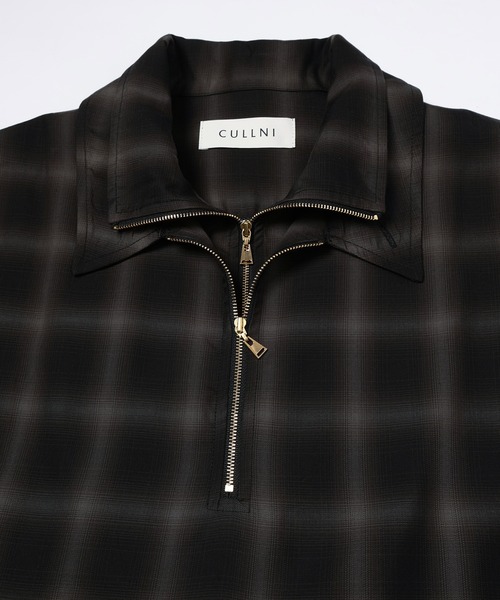 CULLNI（クルニ） シャツ Ombre Check Half Zip Layerd Collar