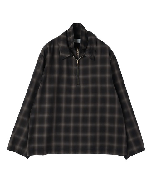 CULLNI（クルニ） シャツ Ombre Check Half Zip Layerd Collar