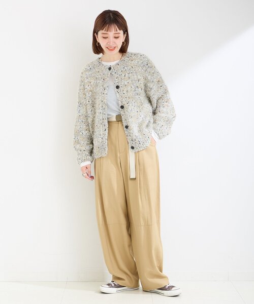 「B.C STOCK」 「Simplicite」ニットカーディガン FREE チャコールグレー レディース_画像2