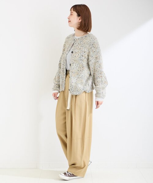 「B.C STOCK」 「Simplicite」ニットカーディガン FREE チャコールグレー レディース_画像3