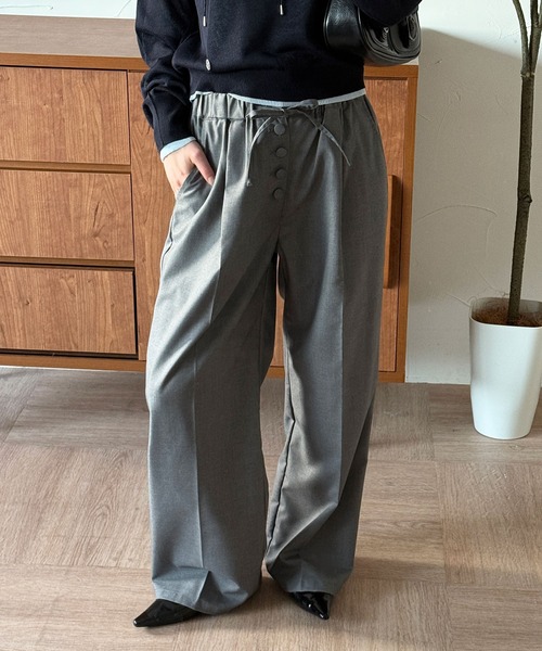MUHET（ミュエータ） スラックス パンツ covered-button easy slacks