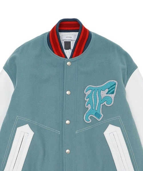ダウンジャケット ダウン 「FACETASM」PATCHED STADIUM JACKET / スモークブルー 「KR-JK-M02」 メンズの画像
