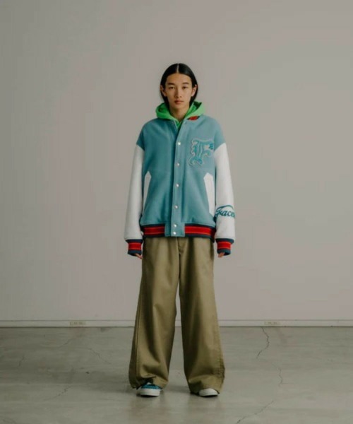 ダウンジャケット ダウン 「FACETASM」PATCHED STADIUM JACKET / スモークブルー 「KR-JK-M02」 メンズの画像