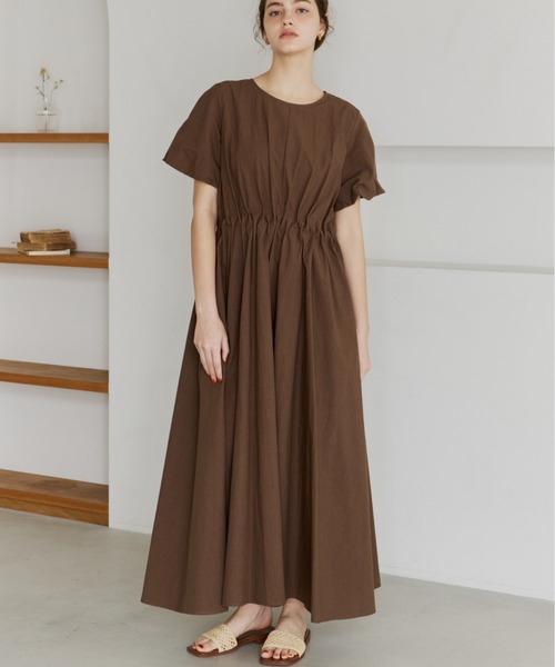 OLUN ワンピース 半袖 balloon sleeve tuck onepiece/バルーンスリーブ