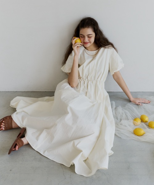 OLUN ワンピース 半袖 balloon sleeve tuck onepiece/バルーンスリーブ