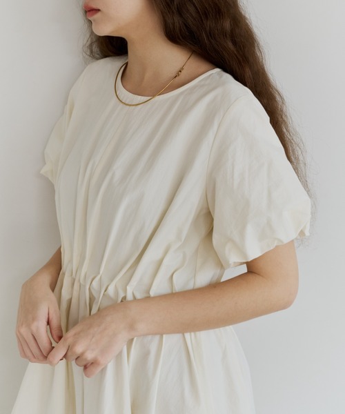 OLUN ワンピース 半袖 balloon sleeve tuck onepiece/バルーンスリーブ